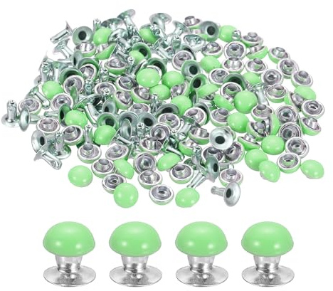QUARKZMAN 100Set Rivetti In Pelle Borchie, 6mm/0.2 Piedi Borsa A Mano A Forma Di Cupola funghi Borchie rotondo Metalliche Rivetti Con Retro A Vite Per Artigianato In Pelle Fai, Verde Chiaro