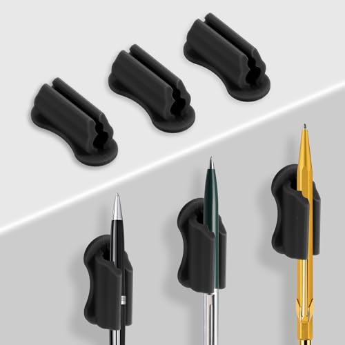 KFSENSOR Stifthalter Selbstklebend, 6 Stück Klebender Stifthalter für die Wand, Silikon Pen Holder Clip, Selbstklebender Kugelschreiber Marker Halter für Schreibtisch Kühlschrank Whiteboard Board
