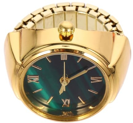 TOVINANNA Fingeruhr Ringuhr aus Zinklegierung Goldfarben mit Römischen Ziffern Klarer Anzeige und Kompaktem Design für Damen und Herren