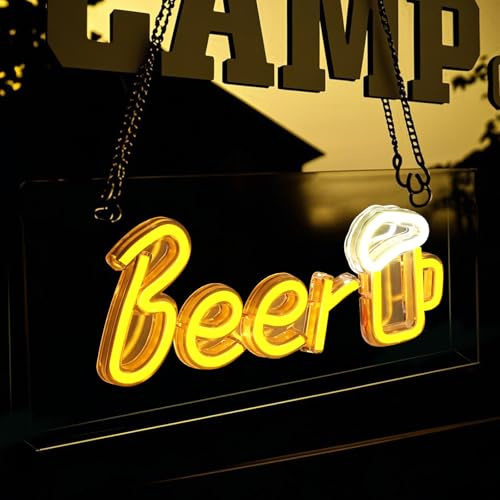 Gpurplebud Beer Led Neon Light, Bar Lights for Home Pub Led Sign Beer Battery or USB Powered for Wall Decor, for Man Cave, Restaurant, Club, Party, Bar Decor (Warm White)