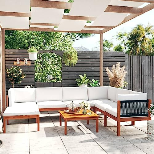 Hoodmeel Garten Lounge Holz Balkon Lounge Holz Holz Lounge Outdoor Gartenmöbel Set Holz Balkonmöbel Set Holz Terassenmöbel Außen Gartensofa Sitzecke outdoor-8-tlg