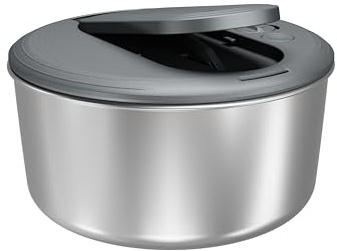 Zyliss Swift Dry Salatschleuder Edelstahl Klein, 3.5L, Rutschfester Boden, Servierschüssel mit Deckel, AquaVent™-Technologie, Stopptaste, leicht zu reinigen, Spülmaschinengeeignet