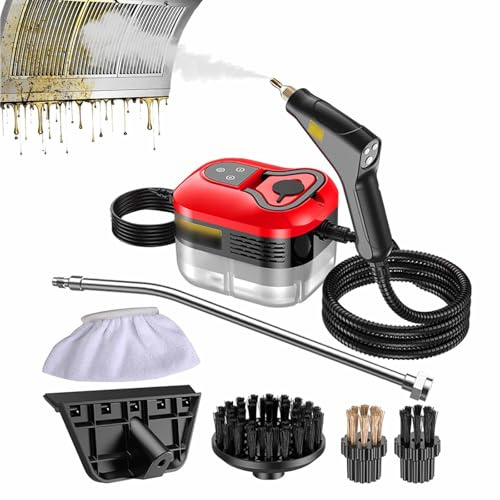 Pulitore A Vapore Portatile Da 1500 W, Erogazione Di Vapore A 6 Velocità, Riscaldamento Rapido in 15 Secondi, Pulitore A Vapore Con Serbatoio Dell'acqua Da 1,2 L E 4 Testine A Spazzola,Red