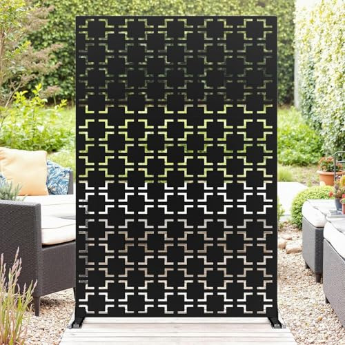 Crevyteg Garden Privacy Screen, 182Cm h x 120Cm w Decorative Metal Outdoor Divider, Freestanding Fence Patio Protective Screens Panels for Outdoor Backyard Balcony Patio Garden,B