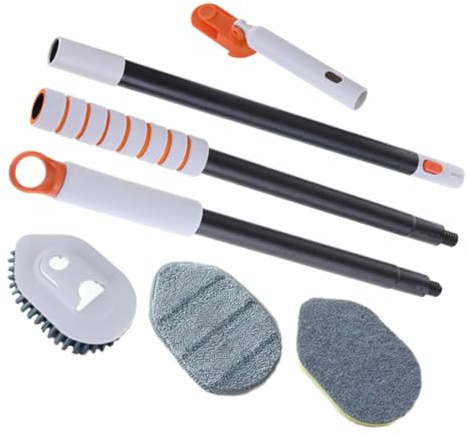 BIUDECO Brosse de Sol Multi-Usage avec Manche Télescopique Brosse à Récurer pour Carrelage et Salle de Bain Nettoyage des Joints et Sols Domestiques