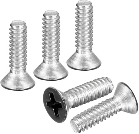 DTGN #8-32x1/2 Phillips Countersunk Head Bolt - 100pcs - Good for Outdoor Machinery Fastening Maintenance - 304 Stainless Steel Flat Head Machine Screw Bolt - Black Head | Phillips Flat Head Machine Screws Bolts,304 Stainless Steel,Good For Furniture & Machinery