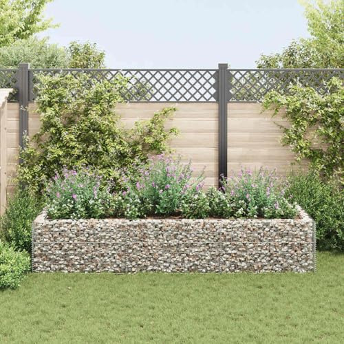 Jardinière surélevée gabion en acier galvanisé, 270 x 90 x 50 cm, robuste, pour plantes, panier en pierre pour jardin et cour, haute capacité de charge