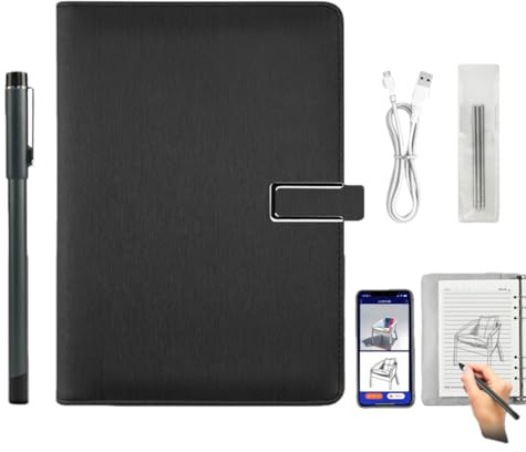 PUSOKEI Digital Notebook and Pen Set, Smart Pen for Note Taking, Real-Time Sync Paper-to-Digital, Playback & Sharing Via APP, IOS/Android Compatible (Black)