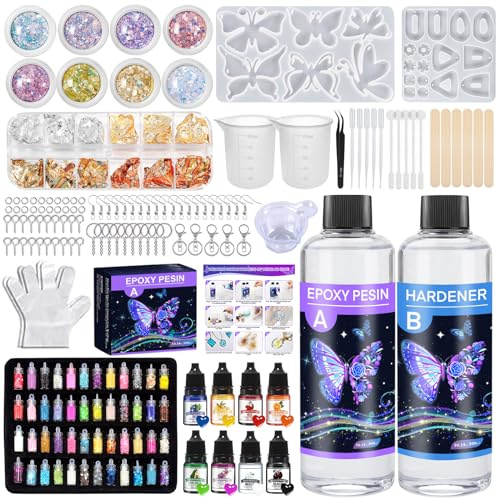 TOSUTO Résine Époxy Transparente 600ml - 1: 1 Ratio Revêtement en résine époxy cristalline,Resine Epoxy Kit pour bois,bar,table, fabrication de bijoux,l'artisanat, la fabrication de bijoux