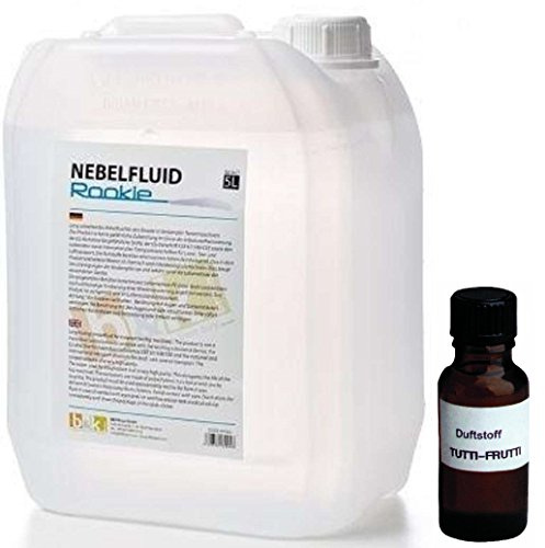 5 Liter DJPower Nebelfluid ROOKIE + 30 ml Duftstoff Tropic-Tutti-Frutti, Smoke-Fluid, Nebel-Fluid-Flüssigkeit für Nebelmaschine