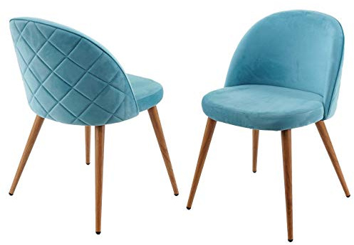 Mendler 2er-Set Esszimmerstuhl HWC-D53 Samt - türkis | Stuhl, Küchenstuhl, Retro, 50er Jahre Design