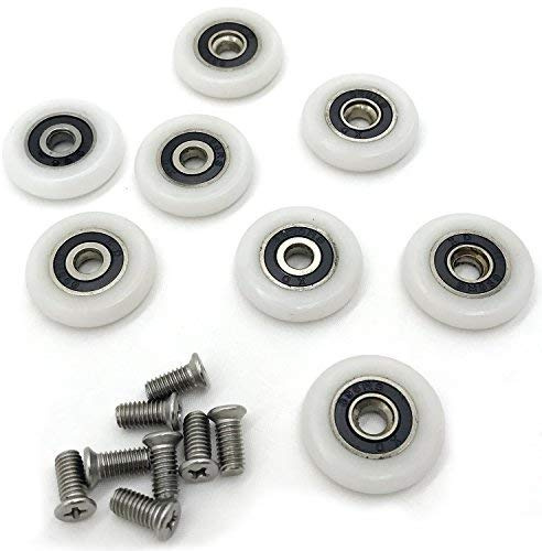 Dörrrullar, 8 st duschdörr reservhjul badrum glasdörr hjul löpare med 8 st M5-skruvar (23 mm)