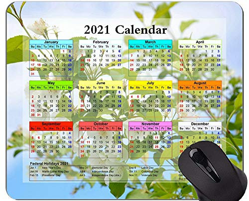Gaming Mouse Pad 2021 Jahreskalender mit Feiertag, Sky Nature Green Mouse Pad mit genähter Kante
