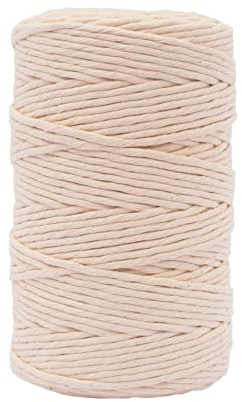Vaessen Creative makramégarn naturel, 3 mm x 200 m, 100% bomull, finns i olika färger, DIY, hantverk av dekoration som blomkorg, vägghängning, vindljus, drömfångare