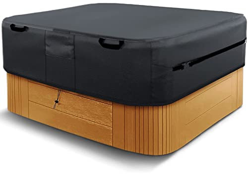 EKQSGLC Funda Exterior Impermeable, 600D Cubierta, Cubierta De BañEra De Hidromasaje para Exteriores protección contra el Viento UV-Negro (200 * 200 * 85cm)