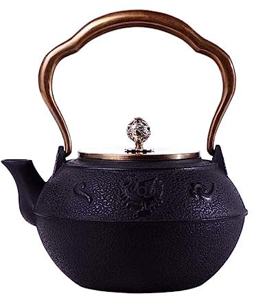 Habrur Theiere Fonte Théière Japonaise Théière 40.5 Oz/1.2L sans Revêtement Théière en Fonte Théières Japonaises Bouilloire pour Restaurant De Cuisine À Domicile Théière en Fonte Theiere Japonaise