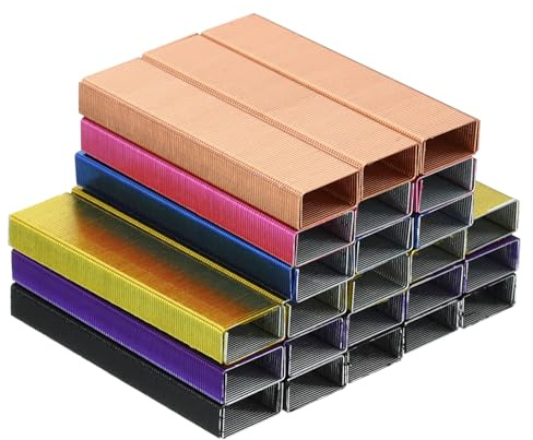 PATIKIL 6 Pack Heftklammern Schwarz/Rose Gold/Gelb/Rose Rot/Lila/Blau | Für Hefter, 1000Stk Heftklammern pro Pack, Heftklammern Staufrei, 26/6 Standard, 1/4 Länge, Für Zuhause Bürobedarf