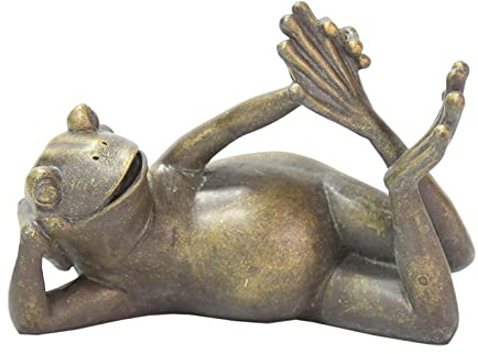 Dualoai Resin Frosch Figur, Europäische antike Goldtier-Statue, liegender und Sich streckender Frosch Dekoration, modernes Wohnaccessoire, Schreibtisch & Büro Kunstskulptur