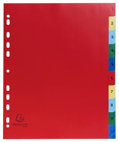 Exacompta 20 Register PP 10 nummerierte Taben 1-10 farbig A4 Maxi