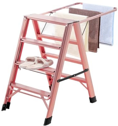 huanglyc-232 Scala, Scala Multifunzionale for Uso Domestico Appendiabiti da Pavimento Pieghevole Raffreddamento Interno Balcone Ala Scala a cavalletto a Doppio Uso, Sgabello Pieghevole
