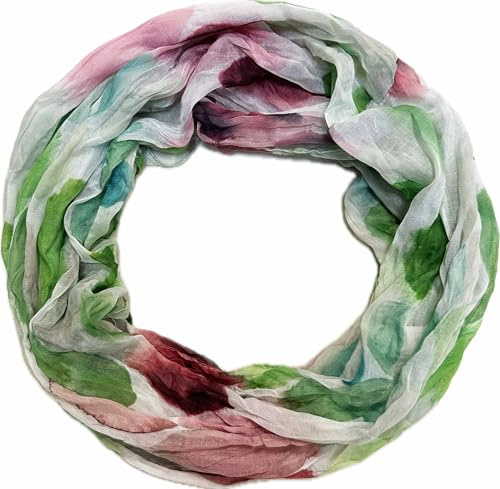 Jeamis Kreis Seide Loop Farbverlauf Frühling Rundschal Rainbow Unisex Sommer Leicht Schal Stola Dots (DotsH Grün)