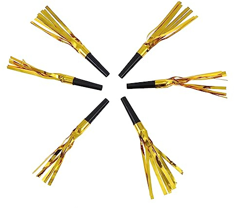 ifundom Glitzernde Partytröten mit Fransen, 30 Stück, Pvc, Gold | Kinder und Erwachsene, für Hochzeit und Geburtstag, Einfach zu Verwenden