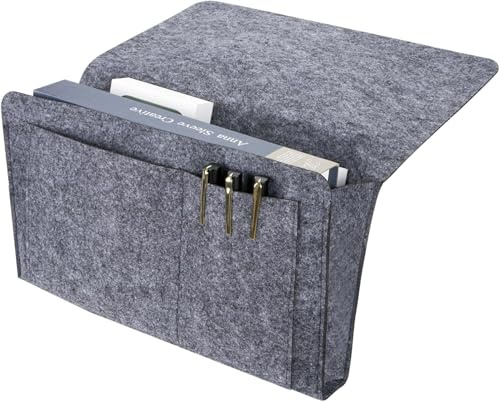 Wvu & Wvo säng arrangör sängväska för hängande säng arrangör för hängande filt säng caddy organizer bedside förvaringsväska förvaringsväska säng för bok mobiltelefon glasögon mörkgrå