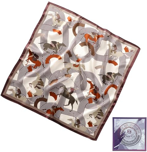 ZhaoCo 100 % naturlig mullbärssilke, 70 x 70 cm/27,5 x 27,5 tum sidenscarf grafiskt tryck liten mjuk kvadratisk sidenhalsduk för kvinnor, Ss70-026a, 66*66cm