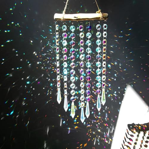 Crystal Suncatchers, Rainbow Suncatcher Sun Catcher Hanging with Chain Pendant Ornament Colorful Crystal Glass Ball for Garden Hanging Ornaments Friendship Gifts Window Bedroom