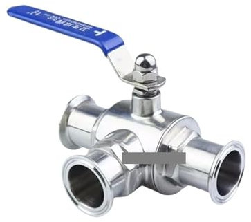 HUJWLBWF SS304 Pipe OD 25MM Stainless Steel 3 Way Ball Valve L Port Ferrule Type 50.5mm Tri Clamp