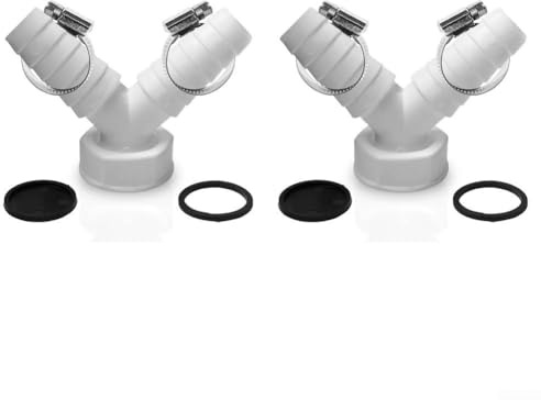 Jotekonoby Double Connection Y Drain Adapter DN25 1 Inch Outlet Pipe Fitting For Washing Machine Dishwasher Laundry Appliance With Clamps