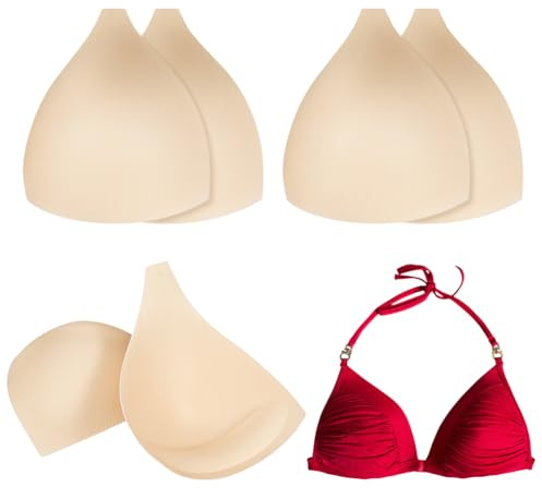 BENECREAT 4 Paio di Coppe di Reggiseno Triangolari Beige, Inserti per Reggiseno Sportivo per Bikini, Reggiseno da Yoga, Costumi da Bagno, Abiti da Sposa