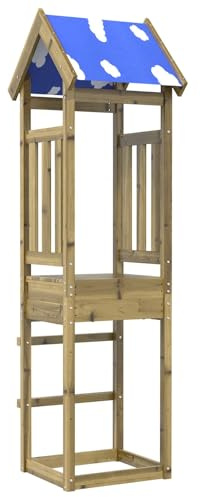 vidaXL Spielturm Braun Massives imprägniertes Holz, Moderner Spielturm, Freizeitset für Kinder, robuste Schaukeln, Rutschen & Klettermöglichkeiten für Familienspaß