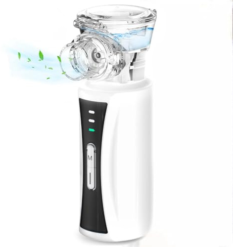 Inhalationsgerät, NIKYPJ Leiser Tragbarer Inhaliergeräte für Erwachsene Kinder, USB Aufladbarer Inhalator mit 2 Masken und 1 Mundstück (schwarz)