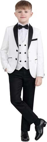 Milano Mayfair Boys 5 Piece White/Black Tuxedo Suit