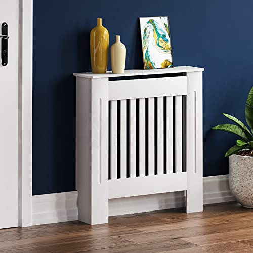 Vida Designs Chelsea-Copertura per radiatore a doghe Moderne per griglia in MDF, Colore Bianco, Piccola, Legno ingegnerizzato, Small
