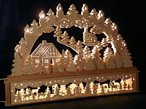Schwibbogen P-KB99 Lichterbogen mit Erhöhung Made Erzgebirge Seiffen Maße: 72x45cm (BxH)