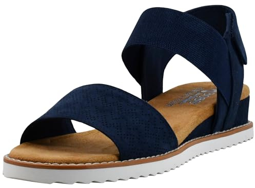 Skechers Women's Desert Kiss-Stretch Quarter Strap Sandal Flat, Navy, 6 UK