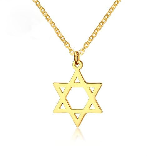 AILUOR Damen 18K Überzog Megan Davidstern-Anhänger-Halsketten, Sechs Gezeigten Megan Stern Schmuck/Männer Hip Hop Schmuck Gold Einstellbar