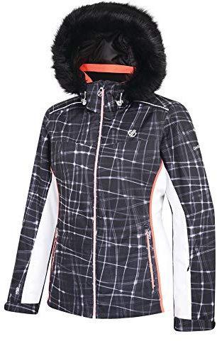 Dare 2b Damen Copious Waterproof & Breathable High Loft Insulated Ski & Snowboard Jacket with Detachable Faux Fur Hood and Snowskirt wasserdichte, isolierte Jacken, Schwarz Energie, 8