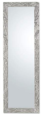MO.WA Spiegel Wandspiegel Lehnspiegel Holzrahmen Modern cm. 47x142 Vertikal und Quer, Silber Glanz Spiegel Flurspiegel Holzspiegel Ganzkörperspiegel Bodenspiegel