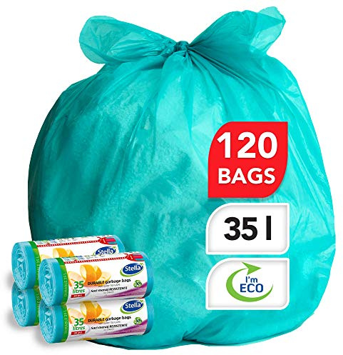 Stella Pack Müllbeutel 60l Schwarze Müllsäcke 40 Stück Reißfest Extra Stark Flexibel Für Küche Haushalt Mülltonnen Geeignet, Reißfeste Mülltüten für den