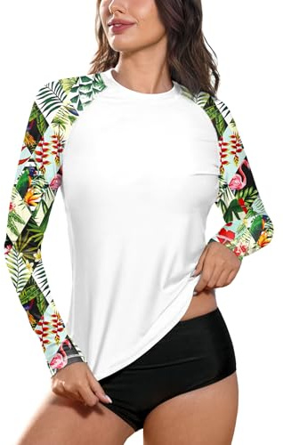 BesserBay UV Shirt Damen Langarm Badeshirt UPF 50+ Rashguard Women Atmungsaktiv Sonnenschutz Schwimmshirt S-XXL