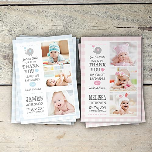 Baby Thank You Cards, Personalised, Birth Announcement, Girl or Boy Thank You Cards (Design 33)