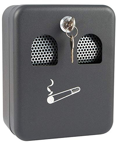 Thrink Wall Mounted Cigarette Ashtray Ash Bin | Solid Steel Construction | Removable Box And Secure Lock With 2 Keys | Scratch And Weather Resistant | SIZE - L160mm x W90mm x H200mm