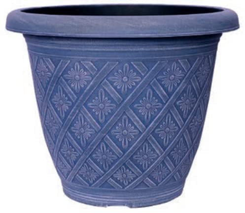 Muddy Hands Decorative Round Plant Pot 11.5 Litre Pastel Marine Blue – Plastic Flower Planter for Indoor Plants, Home Décor, Garden Pots, Colourful Durable Plant Container