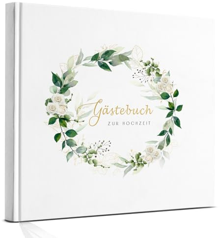 Marvelights Hochzeitsgästebuch, Gästebuch Hochzeit mit 120 leeren Seiten, Hardcover, robuste Fadenbindung, Hochzeitsalbum und Hochzeitsgeschenk
