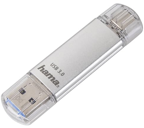 Hama USB Stick, 128 GB (Speicherstick USB-C USB-A, USB 3.1/3.0, Universal-Datenspeicher mit 40 MB/s aus Aluminium, für Windows/MacBook), Silber