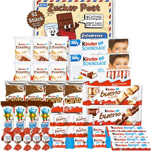 Ferrero Kinder Schokolade Geschenk-Box - Süßigkeiten Mix - Party-Mix - Süßigkeiten Großpackungen von Kinderschokolade (1x718g)