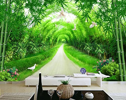 Papel Pintado Sendero Del Bosque De Bambú Verde Fotomurales 3D Papel Tapiz Tv Fondo Pared Moderno Dormitorio Murales